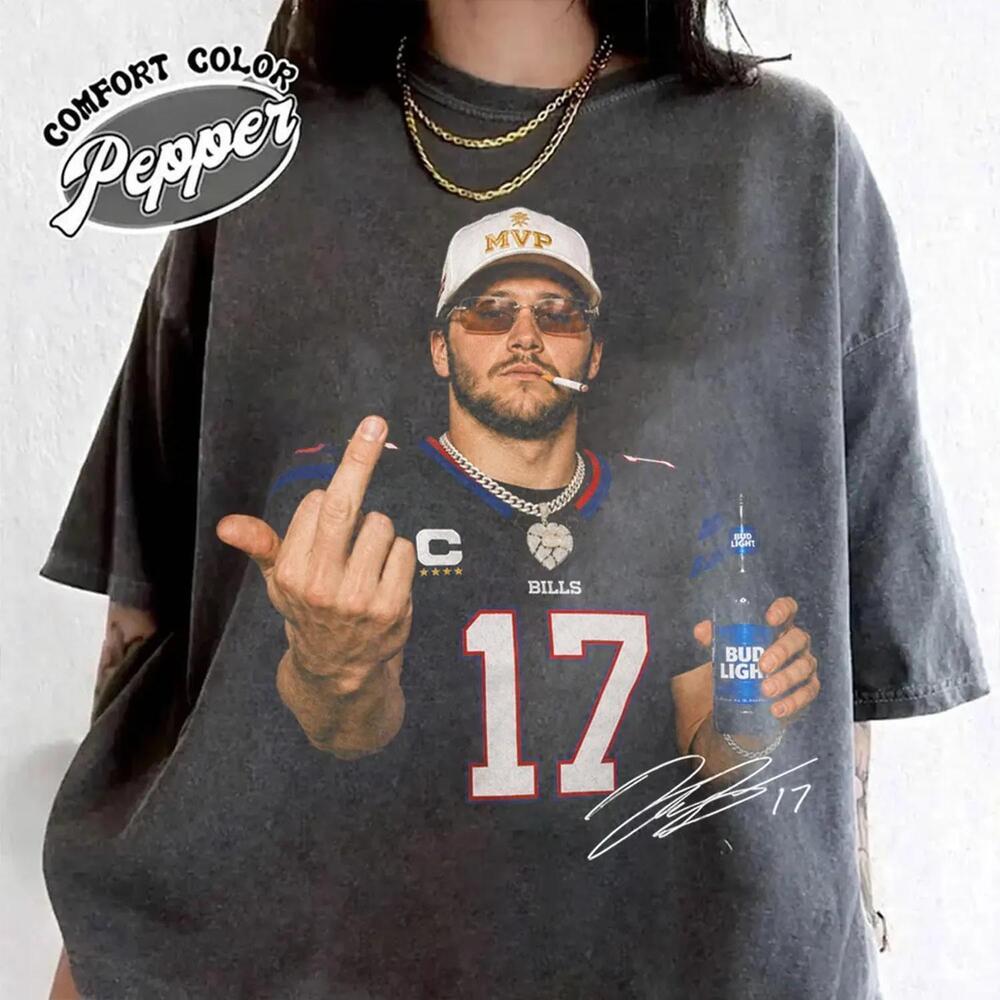 Funny Josh Allen Bills Shirt, Middle Finger Graphic Tee, Football Fan Gift